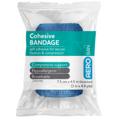 Aero Healthcare AEROBAN Blue Cohesive Bandage 7.5cm x 4.5M Wrap/12